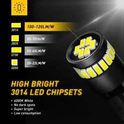 Lâmpada LED para carro - W5W - T10 - Canbus - 12V - 10 peças