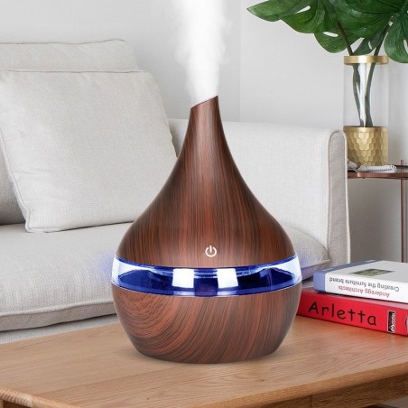Umidificador de ar ultrassônico - difusor de óleos essenciais - LED - USB - 300ml