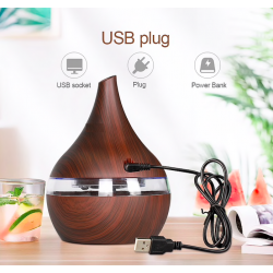 Umidificador de ar ultrassônico - difusor de óleos essenciais - LED - USB - 300ml