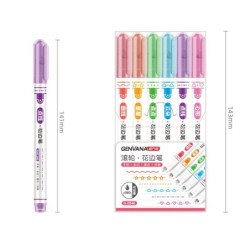 Roller pens - artistic highlighters - with patterns - stars - lines - clouds - hearts - 6 piecesPens & Pencils
