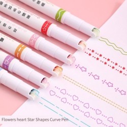 Caneta artística - marcador de linhas curvas - caneta roller com padrões - 6 peças
