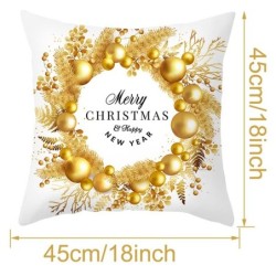 Capa de almofada decorativa de Natal - preta / dourada - 45 * 45 cm