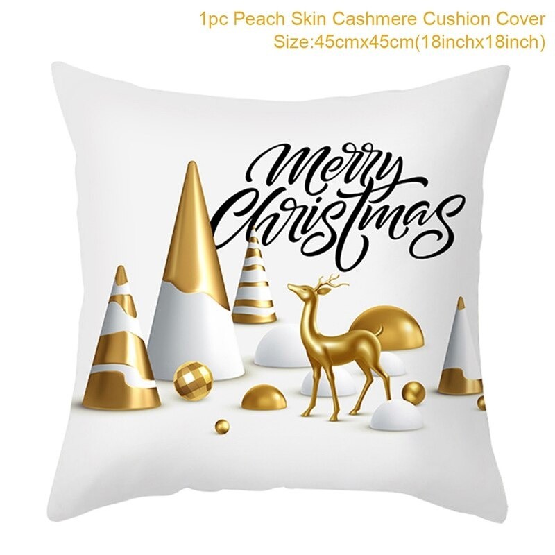 Capa de almofada decorativa de Natal - preta / dourada - 45 * 45 cm