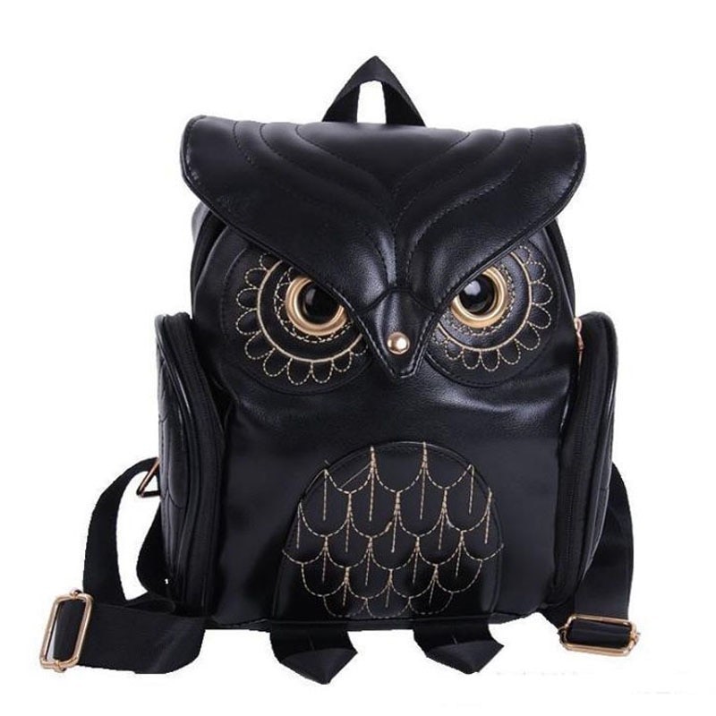 Mochila de couro impermeável - com padrão de coruja