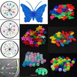 Contas decorativas para rodas de raios de bicicleta - borboletas - peixes - estrelas - 26 / 36 peças