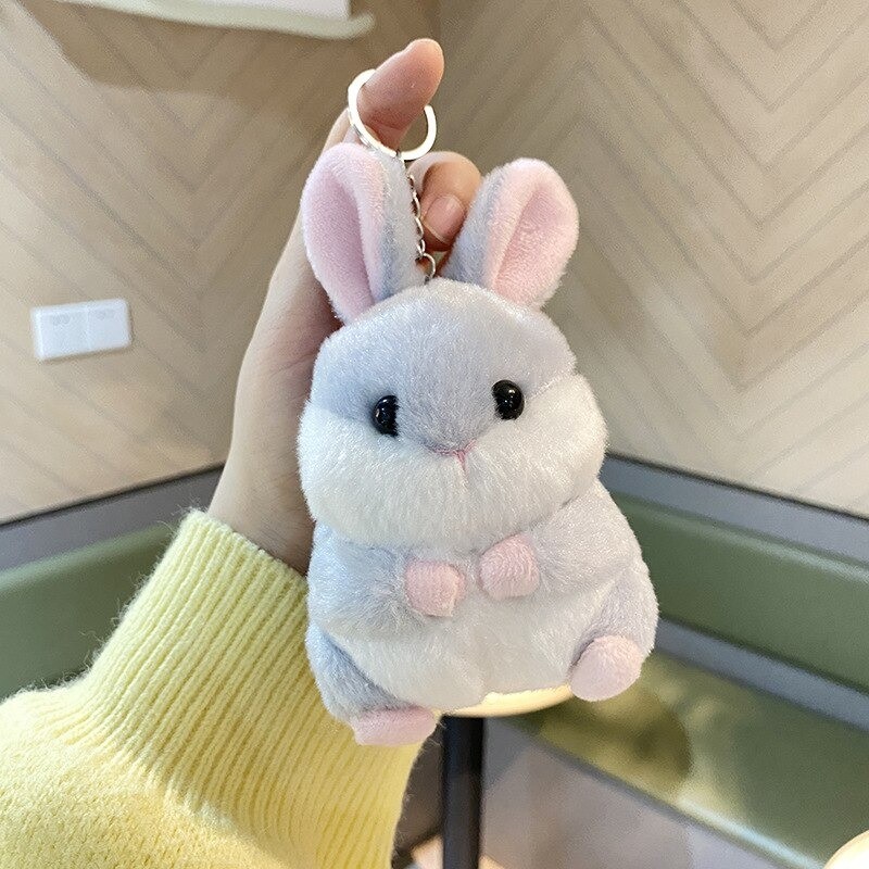 Mini coelho de pelo fofo - chaveiro