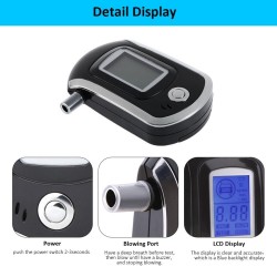 Bafômetro digital profissional - testador de alcoolemia - LCD - com 5 bocais