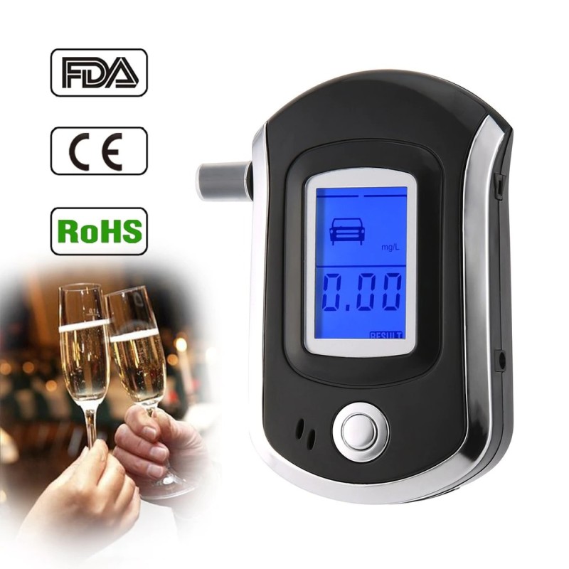 Bafômetro digital profissional - testador de alcoolemia - LCD - com 5 bocais