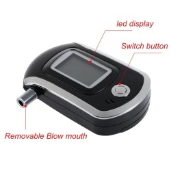 Bafômetro digital profissional - testador de alcoolemia - LCD - com 5 bocais