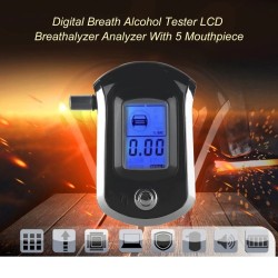 Bafômetro digital profissional - testador de alcoolemia - LCD - com 5 bocais