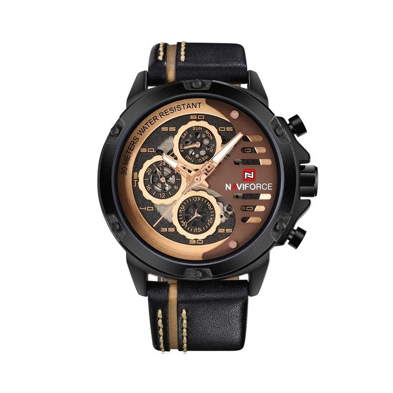 Naviforce - relógio Quartz esportivo - à prova d'água - pulseira de couro