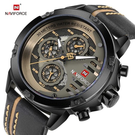Naviforce - relógio Quartz esportivo - à prova d'água - pulseira de couro