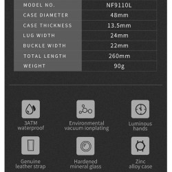 Naviforce - relógio Quartz esportivo - à prova d'água - pulseira de couro