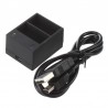 Carregador de bateria - slot duplo - com cabo USB - para GoPro 5/6/7
