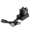 Carregador de bateria - slot duplo - com cabo USB - para GoPro 5/6/7