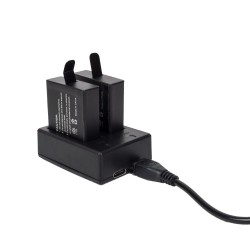 Carregador de bateria - slot duplo - com cabo USB - para GoPro 5/6/7