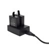 Carregador de bateria - slot duplo - com cabo USB - para GoPro 5/6/7