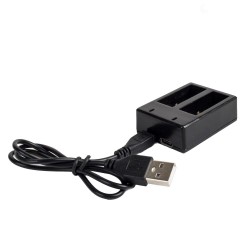 Carregador de bateria - slot duplo - com cabo USB - para GoPro 5/6/7