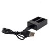 Carregador de bateria - slot duplo - com cabo USB - para GoPro 5/6/7