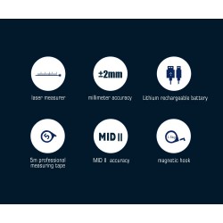 DT10 - telêmetro a laser 2 em 1 - com display LCD digital - fita métrica