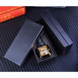 WINNER - rectangular mechanical watch - hollow-out skeleton design - leather strapWatches