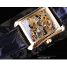 WINNER - rectangular mechanical watch - hollow-out skeleton design - leather strapWatches