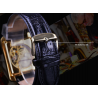 WINNER - rectangular mechanical watch - hollow-out skeleton design - leather strapWatches