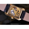 WINNER - rectangular mechanical watch - hollow-out skeleton design - leather strapWatches