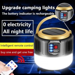 Camping / luz de tenda - portátil - solar - LED - lâmpada externa super brilhante - com controle remoto - à prova d'água