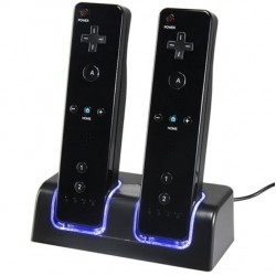 Carregador duplo - indicador LED - para controle Wii - com 2 baterias
