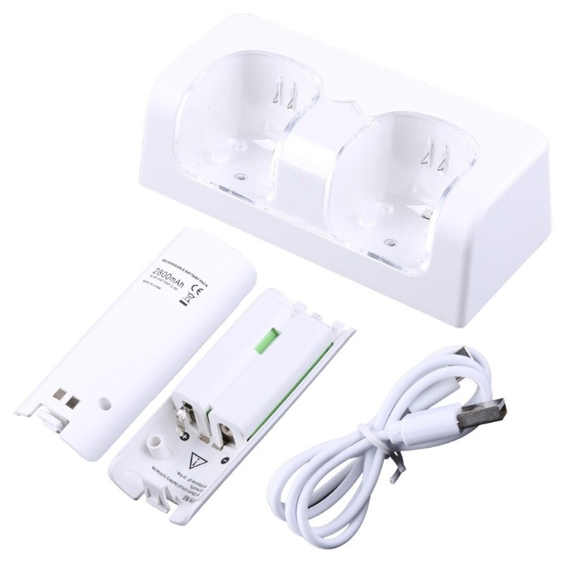 Carregador duplo - indicador LED - para controle Wii - com 2 baterias