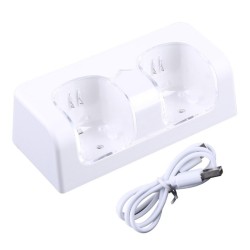 Carregador duplo - indicador LED - para controle Wii - com 2 baterias