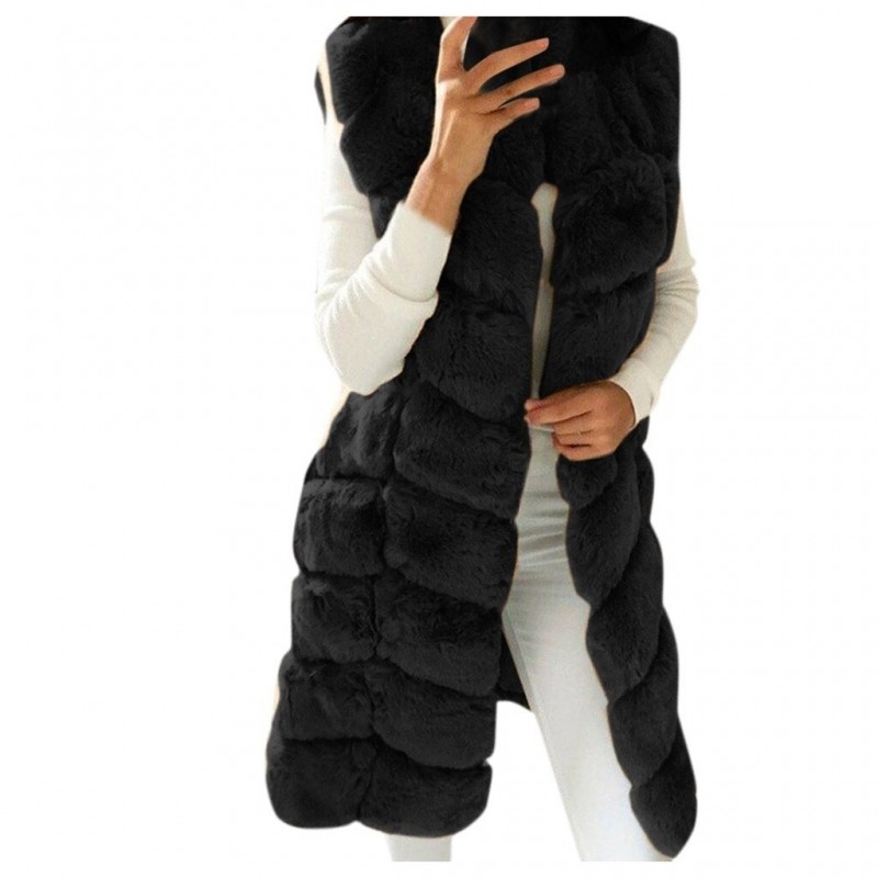 Elegante casaco sem mangas - colete de pele