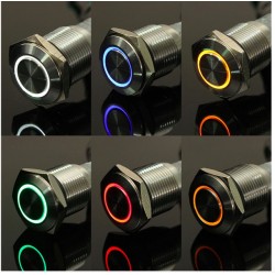 Interruptor de botão de metal - autobloqueio - LED - 16mm