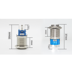 Metal push button switch - self-lock - LED - 16mmSwitches