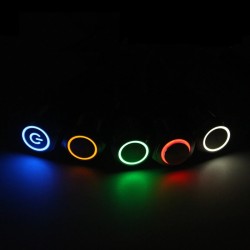 Interruptor de botão de metal - auto-reinicialização - LED - 16mm