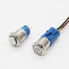 Interruptor de botão de metal - auto-reinicialização - LED - 16mm