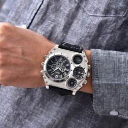 OULM 1349 - sports large watch - compass - leather strapWatches