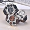 OULM 1349 - sports large watch - compass - leather strapWatches