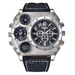 OULM 1349 - relógio esportivo grande - bússola - pulseira de couro