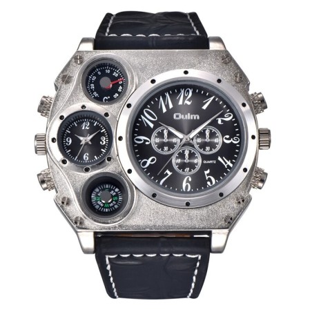 OULM 1349 - sports large watch - compass - leather strapWatches