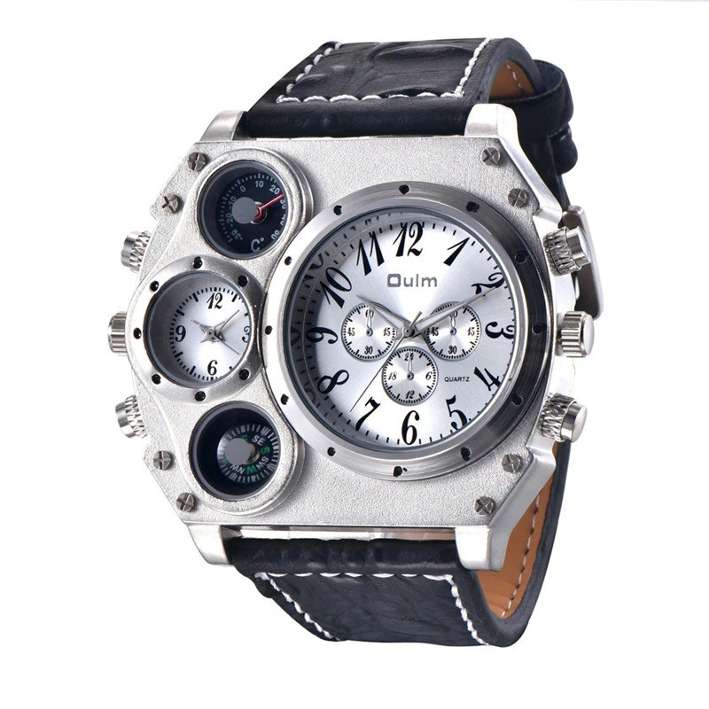 OULM 1349 - sports large watch - compass - leather strapWatches