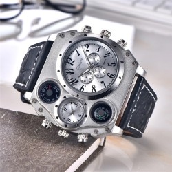 OULM 1349 - sports large watch - compass - leather strapWatches