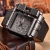 OULM 3364 - relógio esportivo quadrado grande - Quartz - pulseira de couro larga