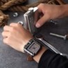 OULM 3364 - large square sports watch - Quartz - wide leather strapWatches