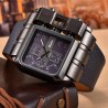 OULM 3364 - relógio esportivo quadrado grande - Quartz - pulseira de couro larga