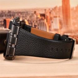 OULM 3364 - relógio esportivo quadrado grande - Quartz - pulseira de couro larga