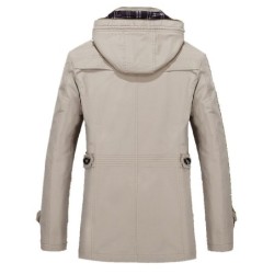 Long hooded jacket - windbreaker - with zipper / buttonsJackets