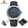 NAVIFORCE - relógio esportivo militar - Quartz - impermeável - pulseira de couro - preto