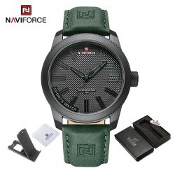 NAVIFORCE - relógio esportivo militar - Quartz - impermeável - pulseira de couro - verde